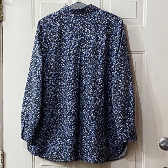 Lafayette 148 Women's Shirt Button Up Tunic Sz XL Long Sleeve Cotton Floral - Picture 8 of 11